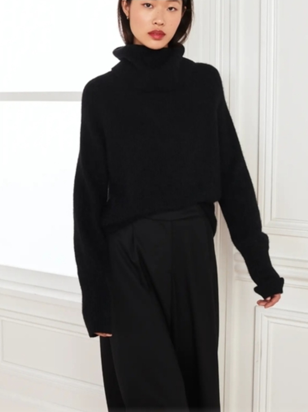 Quince Baby Alpaca-Wool Turtleneck Black Flecked Yarn Luxury